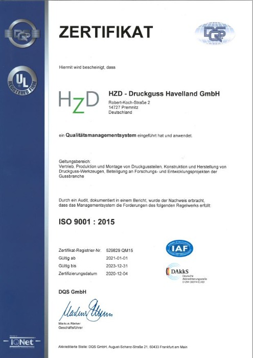 Zertifizierung nach DIN EN ISO 9001:2015