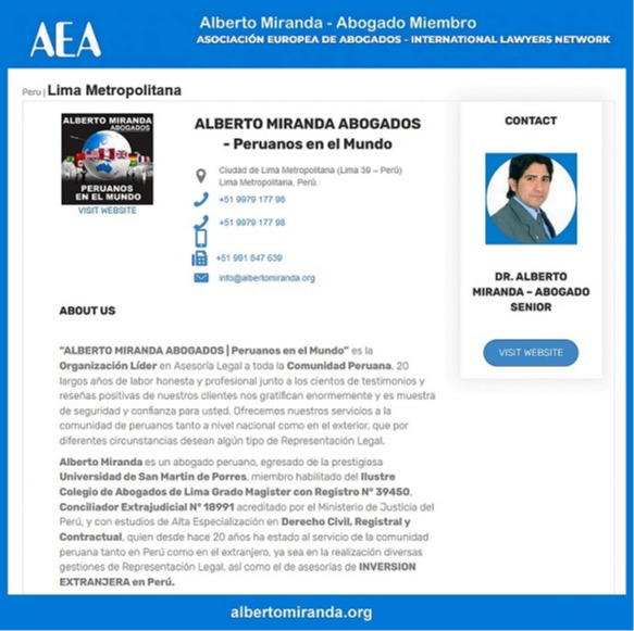 Dr. Alberto Miranda Miembro Asociación Europea de Abogados