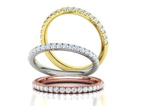 French Pave Half Eeternity Diamond Stohovatelný prsten s prs