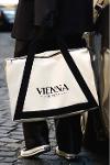 White eco-friendly Vienna bag with black handle
